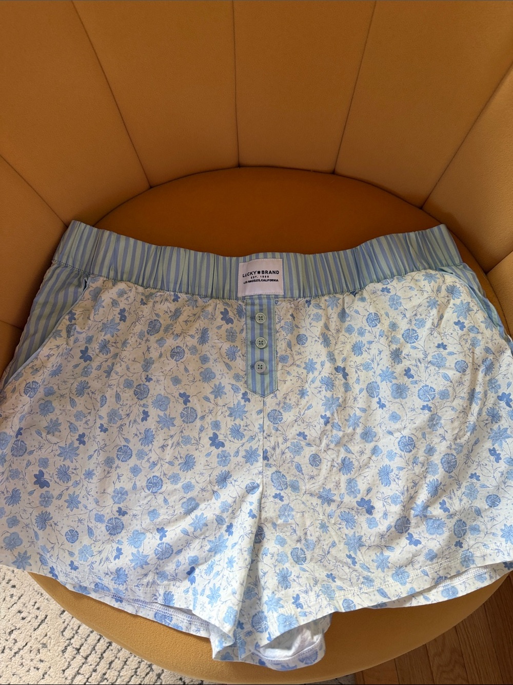 Lucky Brand Blue and White Floral Cotton Pajama Shorts
